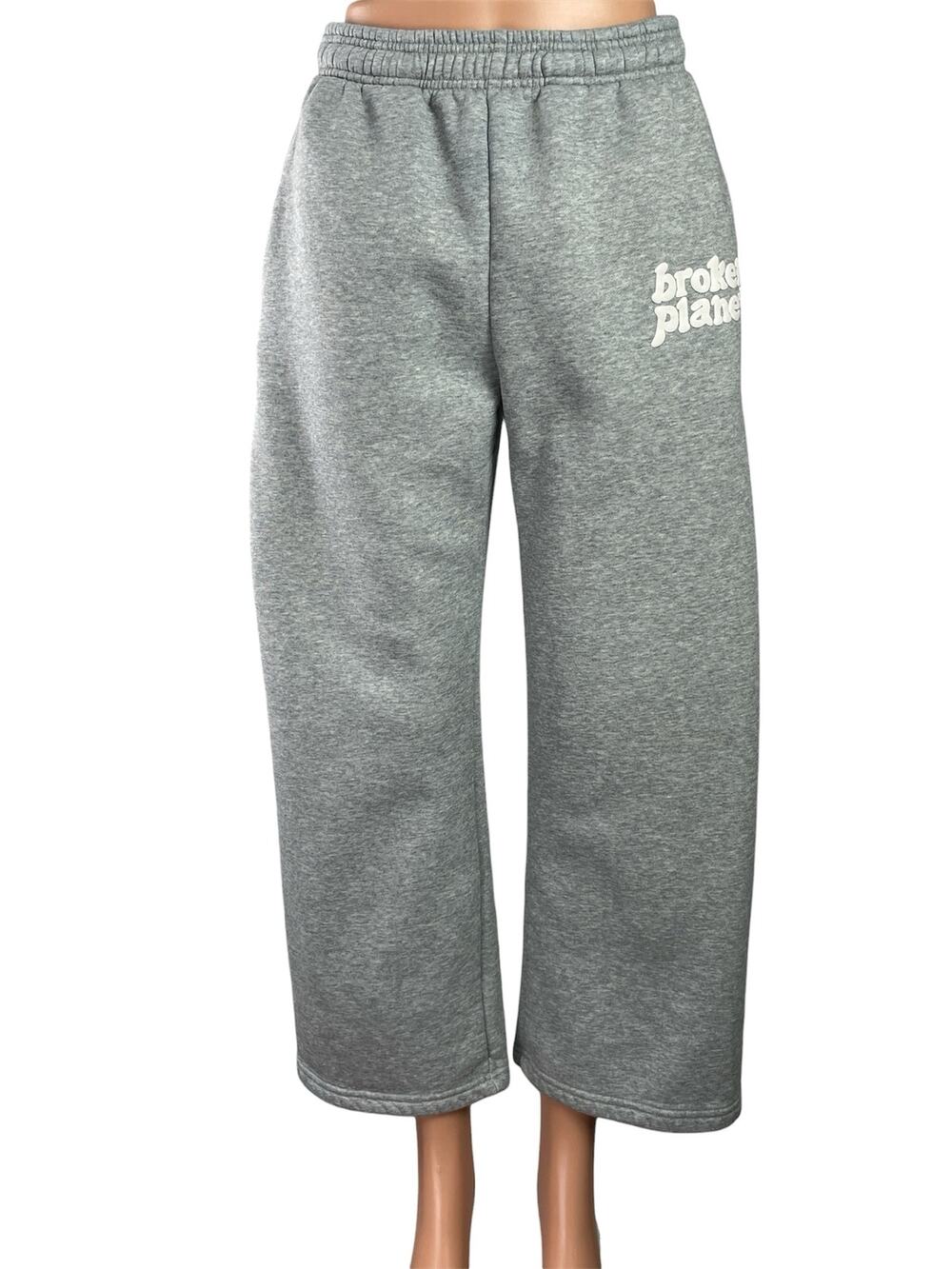 Broken Planet Women's Heather Gray Fleece High Rise Wide Leg Baggy Sweat Pants M